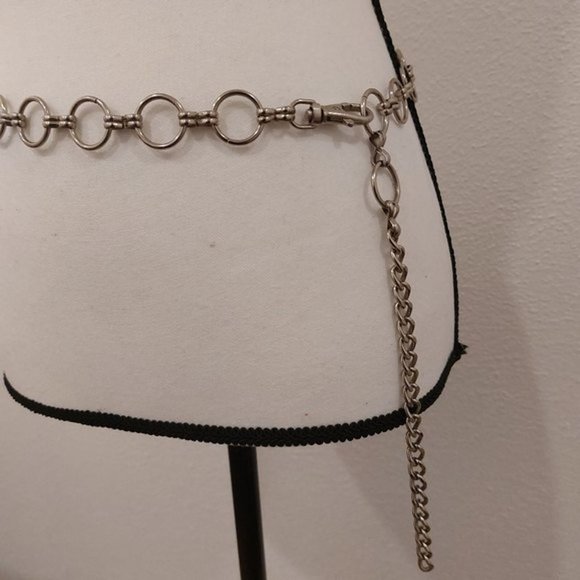 Silver Tone Metal Jump Rings Link Belt with Lanyard Style Clasp - Picture 2 of 8